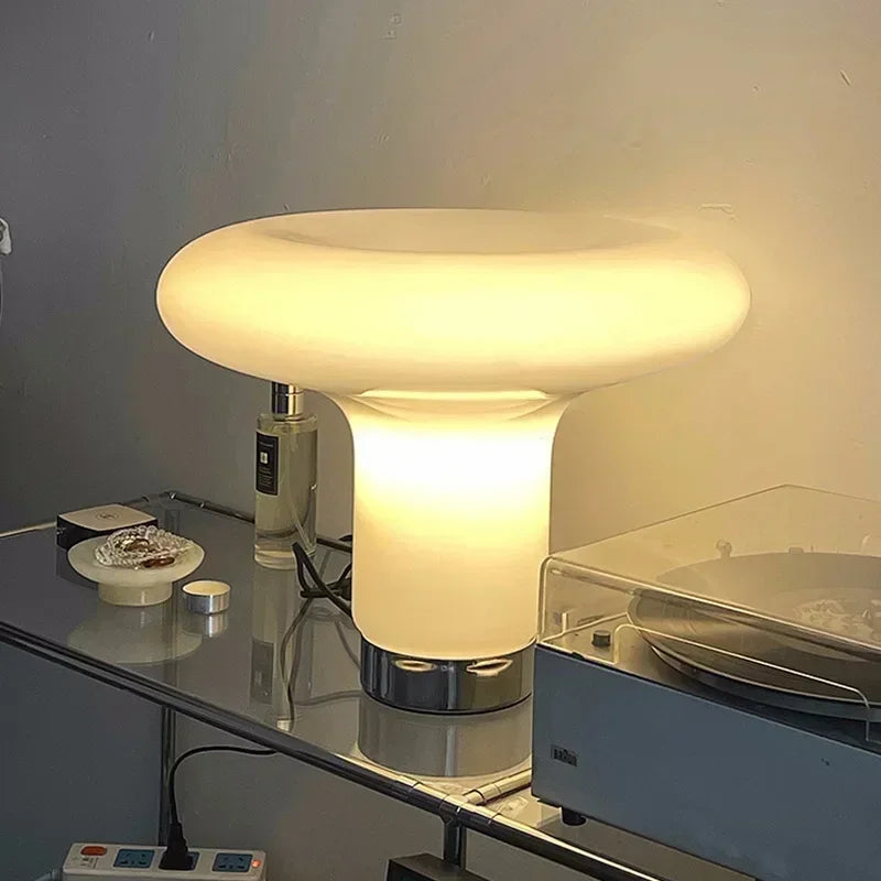 Luminária Cogumelo Vidro Água-Viva Estilo Francês LED