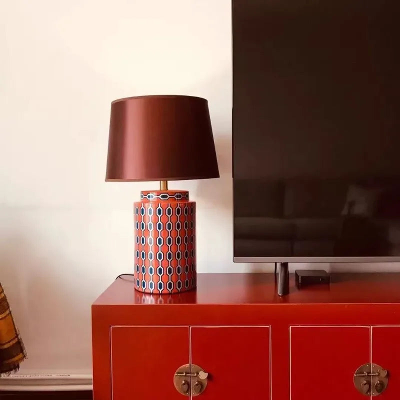 Luminária de Chão Cerâmica Azul Laranja LED E27 Luxo