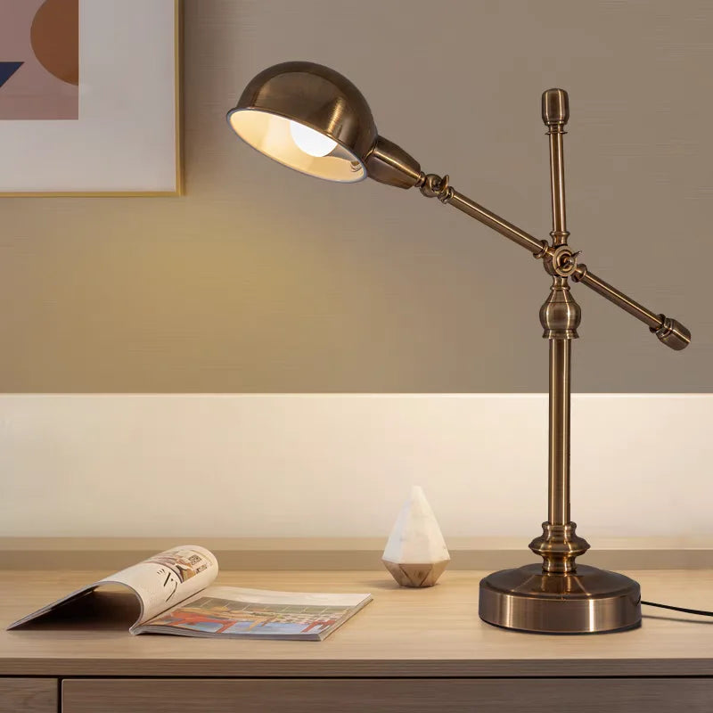 Luminária de Mesa Francesa Retrô Cobre – Europeia para Estudo e Quarto