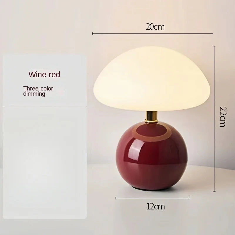 Abajur Cogumelo Cerâmica LED Luz Quente Cabeceira