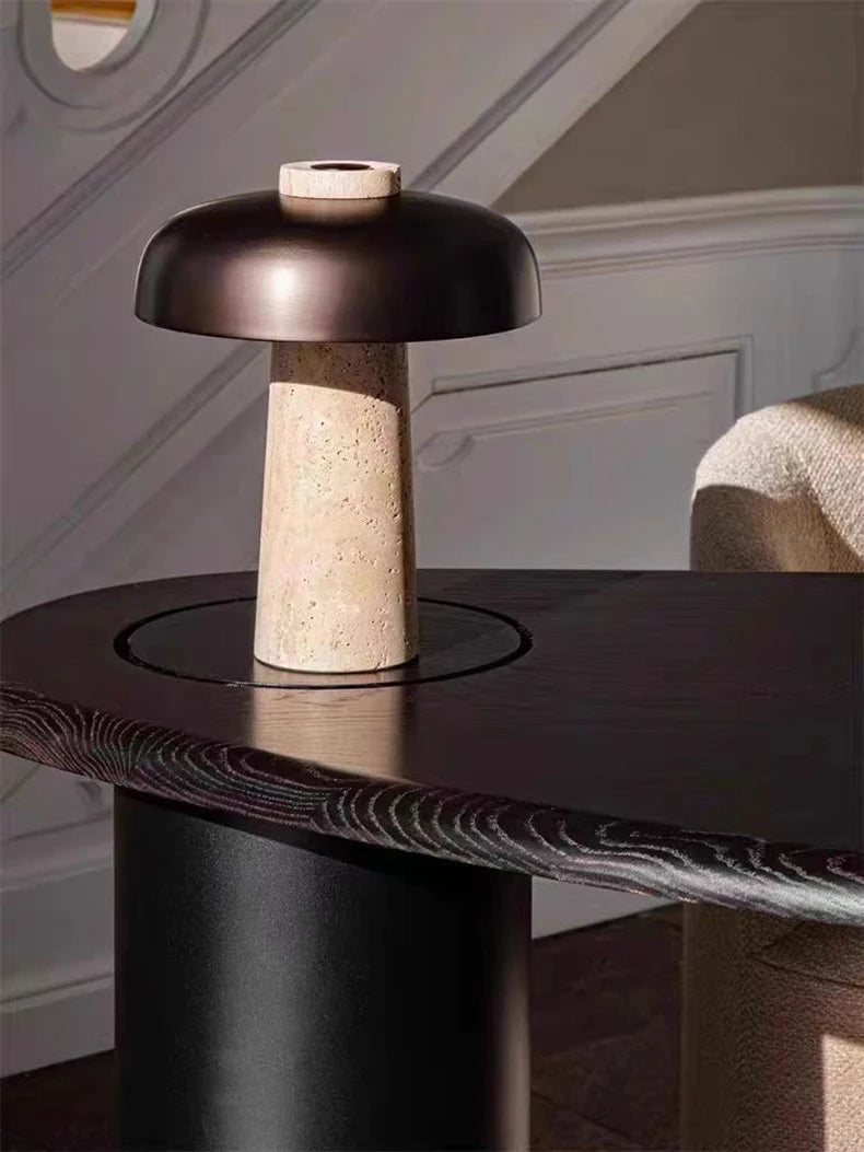 Luminária Cogumelo LED Pedra Natural USB Quarto 3000K