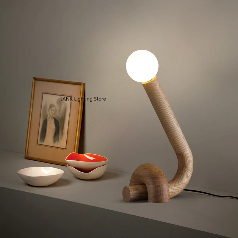 Luminária de Mesa LED Madeira Maciça Criativa – Quarto e Cabeceira