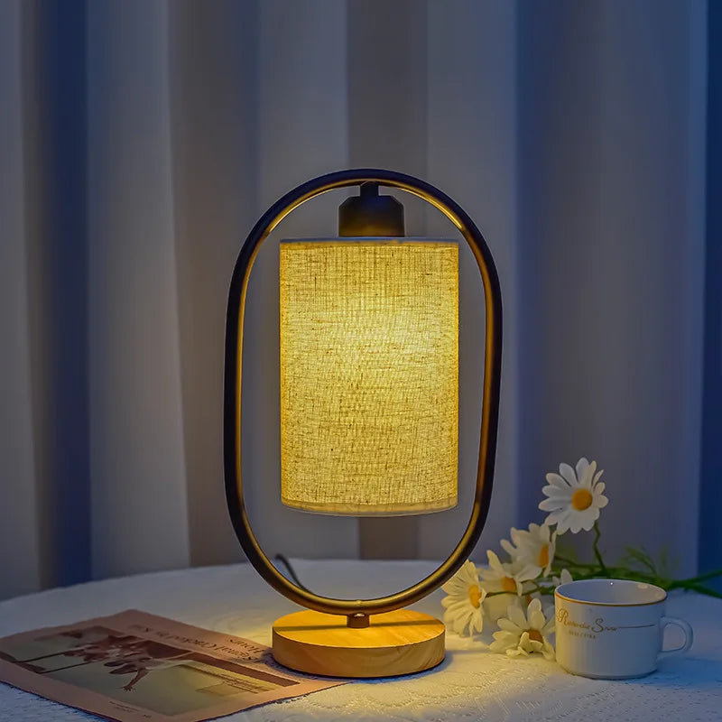 Luminária Tecido Nórdica Madeira Retrô Personalidade Quarto