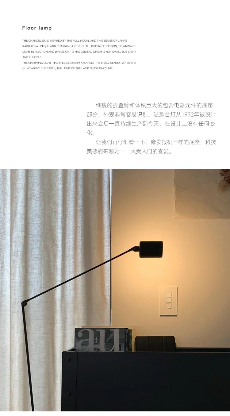 Luminária de Chão Italiana Retrô Braço Articulado – Sala e Escritório