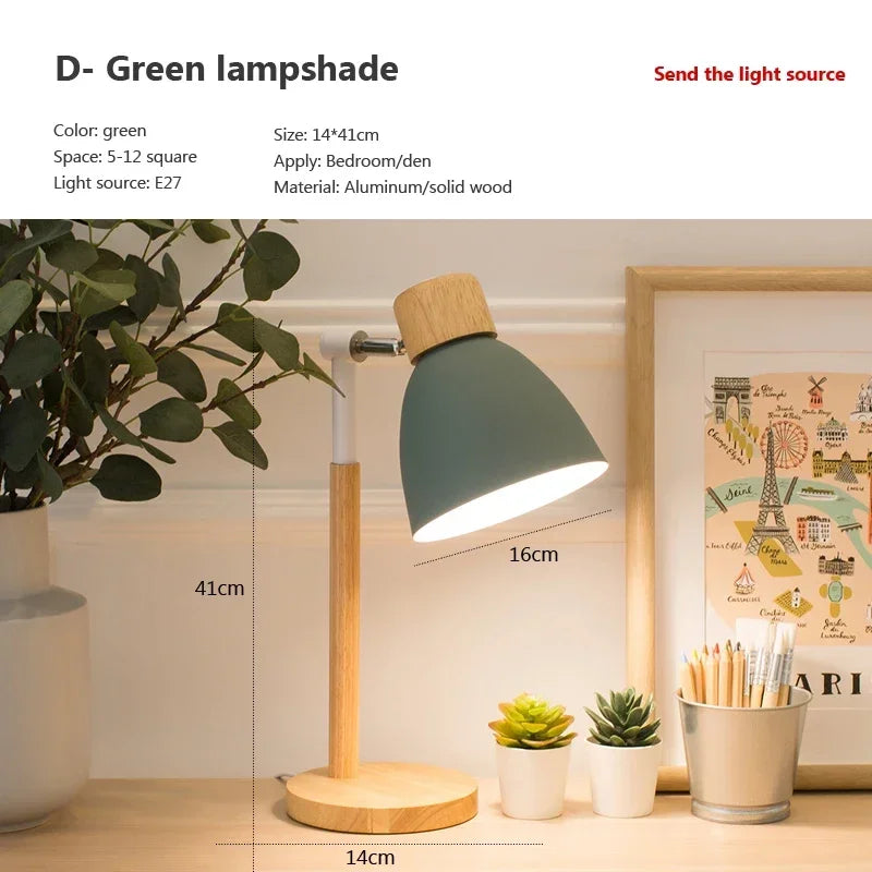 Luminária de Mesa Madeira Nórdica LED Giratória – Leitura e Decoração