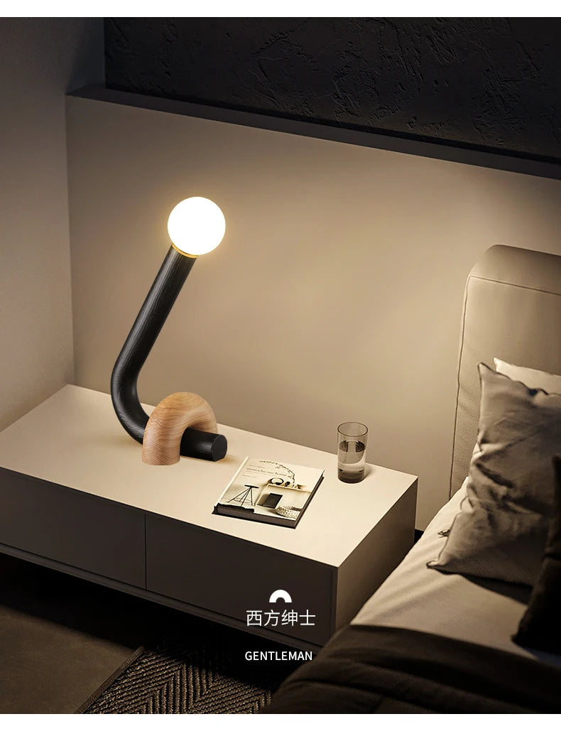 Luminária de Mesa LED Madeira Maciça Criativa – Quarto e Cabeceira