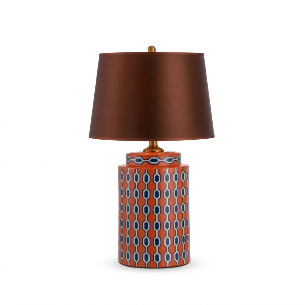 Luminária de Chão Cerâmica Azul Laranja LED E27 Luxo